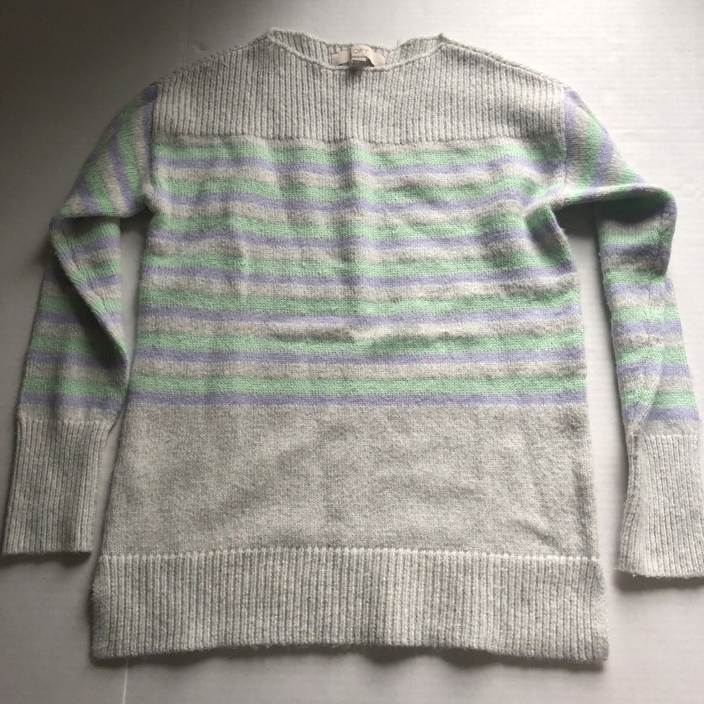 Loft Gray Blue Green Wool Blend Pullover Sweater Women's Sz XS A1047